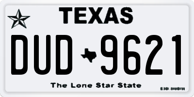 TX license plate DUD9621