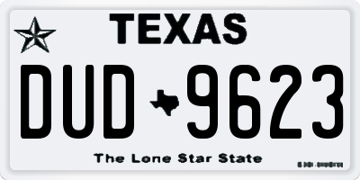 TX license plate DUD9623