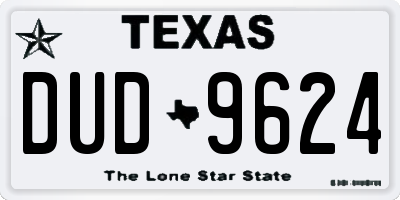 TX license plate DUD9624