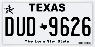 TX license plate DUD9626