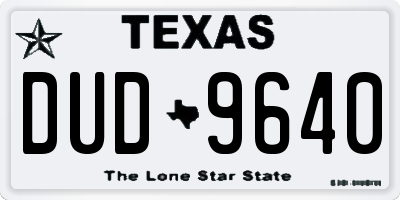 TX license plate DUD9640