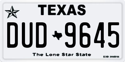 TX license plate DUD9645