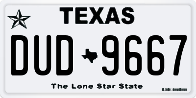 TX license plate DUD9667