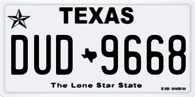 TX license plate DUD9668