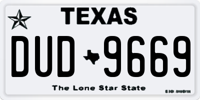 TX license plate DUD9669