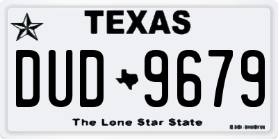 TX license plate DUD9679