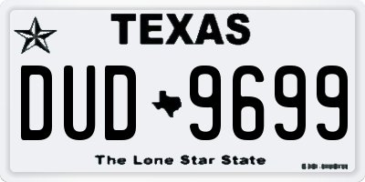 TX license plate DUD9699