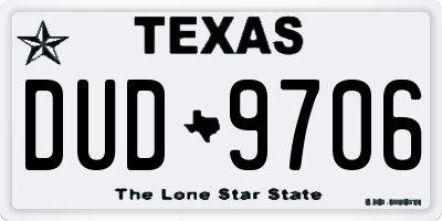 TX license plate DUD9706