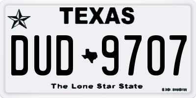 TX license plate DUD9707