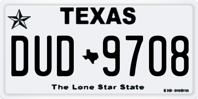 TX license plate DUD9708