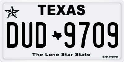 TX license plate DUD9709