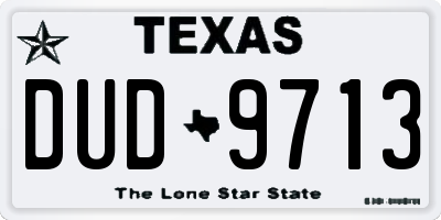 TX license plate DUD9713