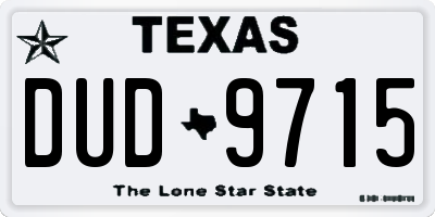 TX license plate DUD9715