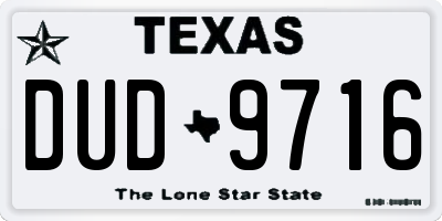 TX license plate DUD9716