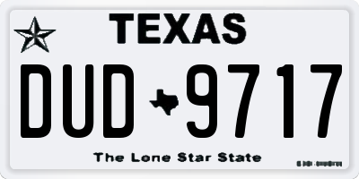 TX license plate DUD9717