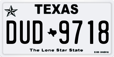TX license plate DUD9718