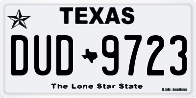 TX license plate DUD9723