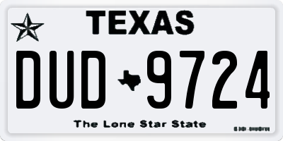 TX license plate DUD9724