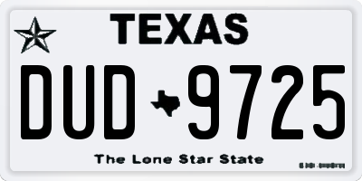 TX license plate DUD9725