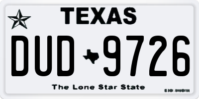 TX license plate DUD9726