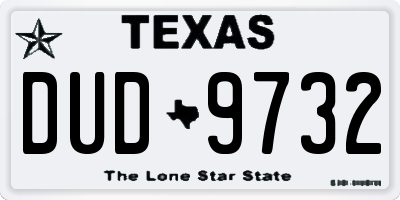 TX license plate DUD9732
