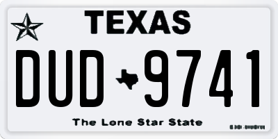 TX license plate DUD9741