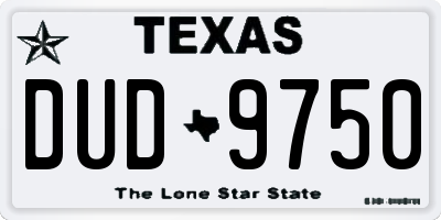 TX license plate DUD9750