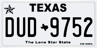 TX license plate DUD9752