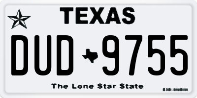 TX license plate DUD9755