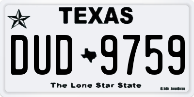 TX license plate DUD9759