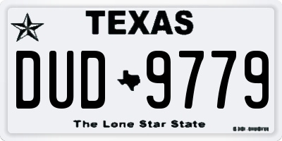 TX license plate DUD9779