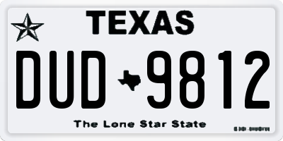 TX license plate DUD9812