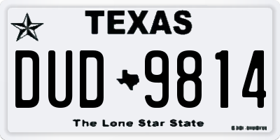 TX license plate DUD9814