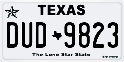 TX license plate DUD9823