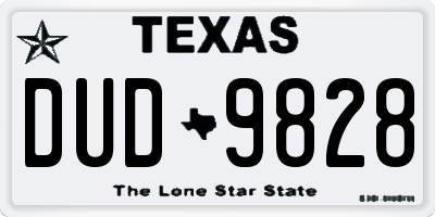 TX license plate DUD9828