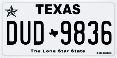 TX license plate DUD9836