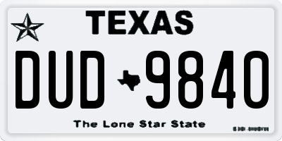 TX license plate DUD9840