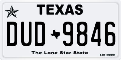 TX license plate DUD9846