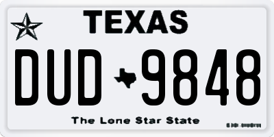 TX license plate DUD9848