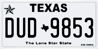 TX license plate DUD9853
