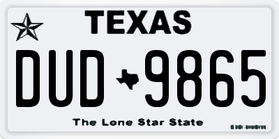TX license plate DUD9865