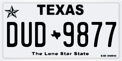 TX license plate DUD9877