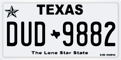 TX license plate DUD9882