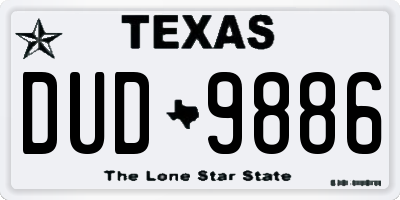 TX license plate DUD9886