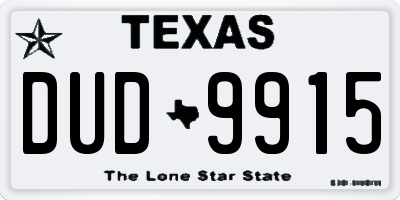 TX license plate DUD9915