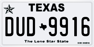 TX license plate DUD9916