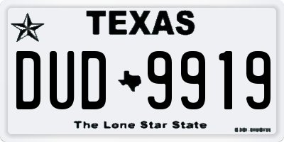 TX license plate DUD9919