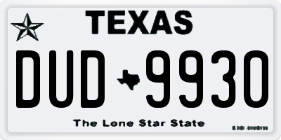 TX license plate DUD9930