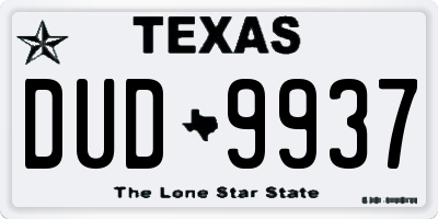 TX license plate DUD9937