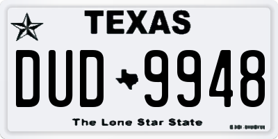 TX license plate DUD9948